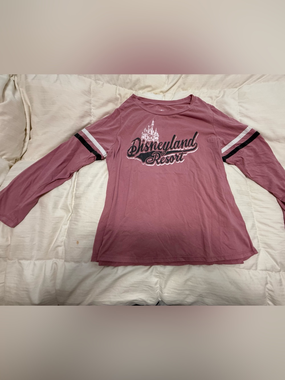 Disney Mauve Long-Sleeve Womens Tee with Disneyland and Castle